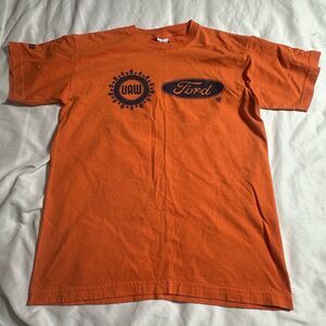 Ford Tshirt Large United Auto Workers UAW Orange Bayside USA Volunteer Union